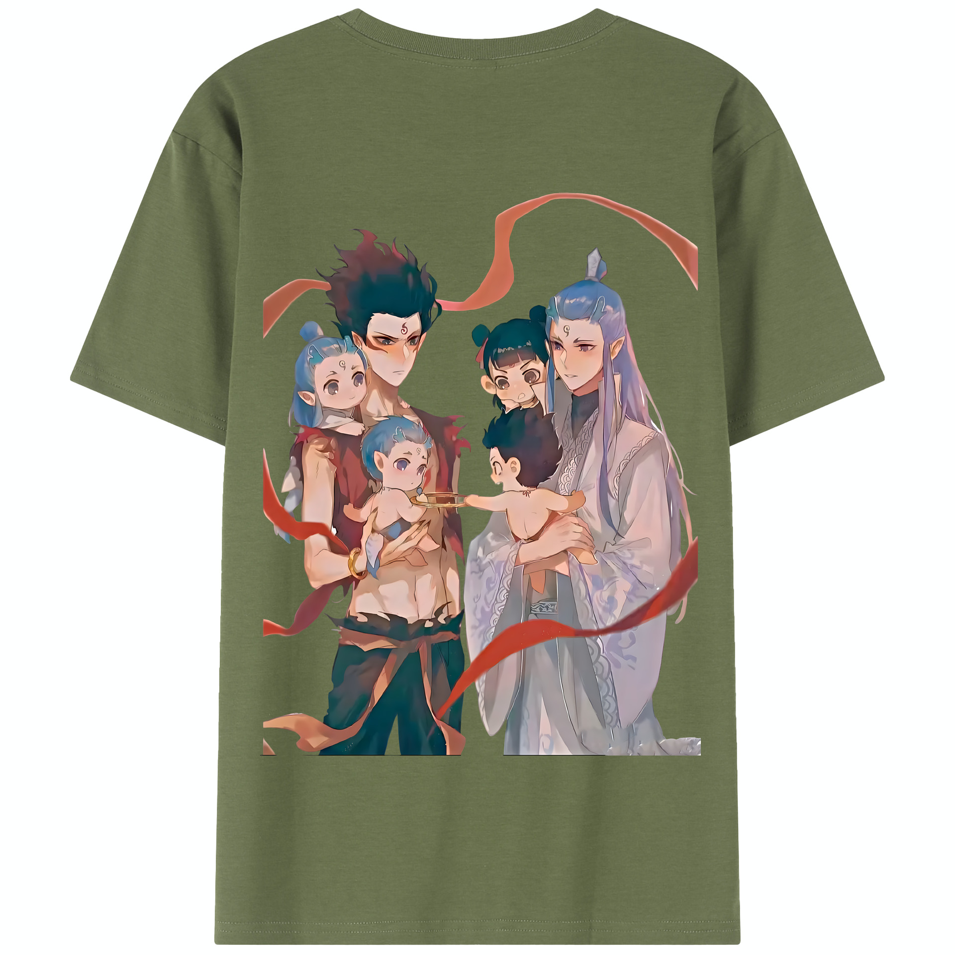 （画像用） Ne Zha 2 ナタ 魔童の大暴れ 綿100％半袖Tシャツ（背面プリント）